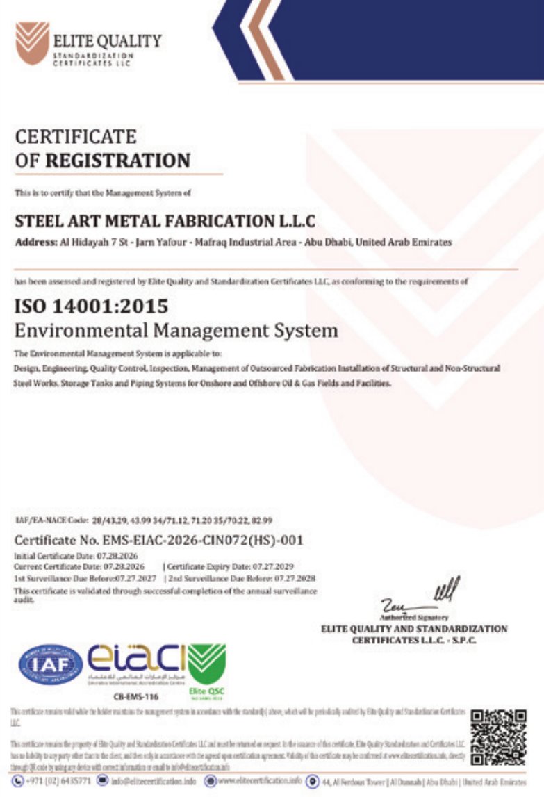 ISO 14001:2015 certificate of registration
