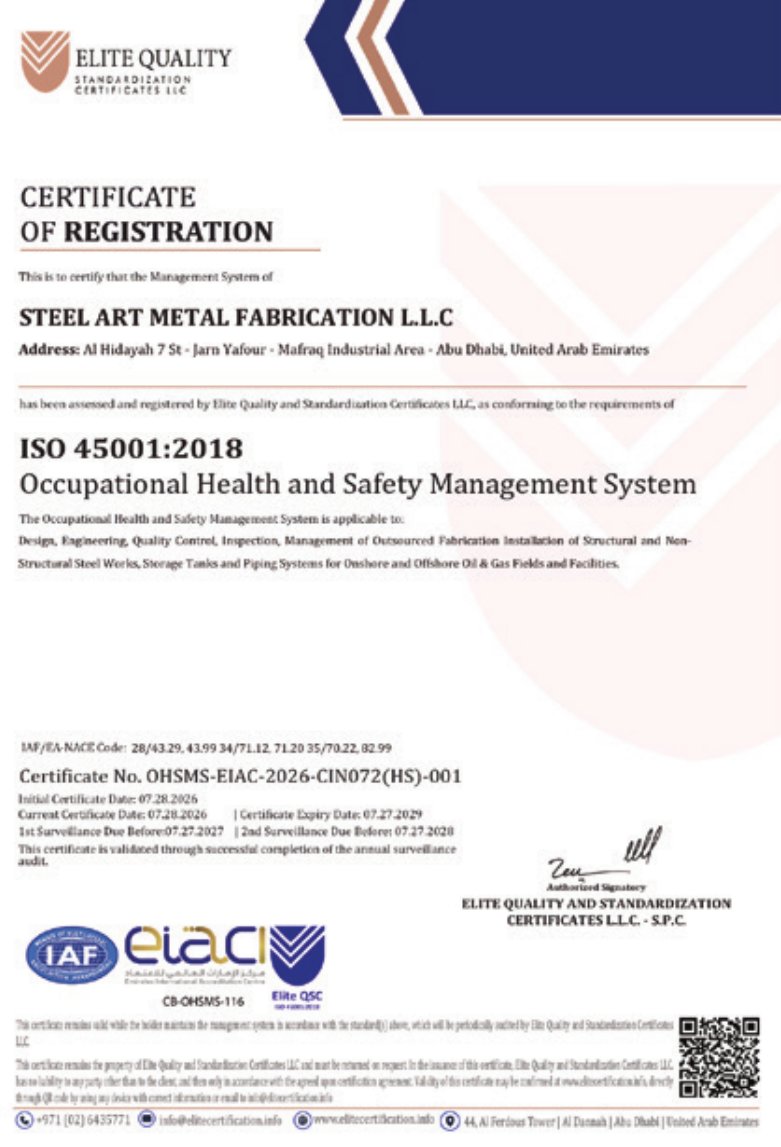 ISO 45001:2018 certificate of registration