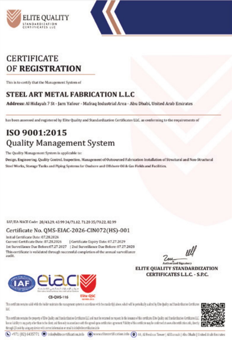 ISO 9001:2015 certificate of registration